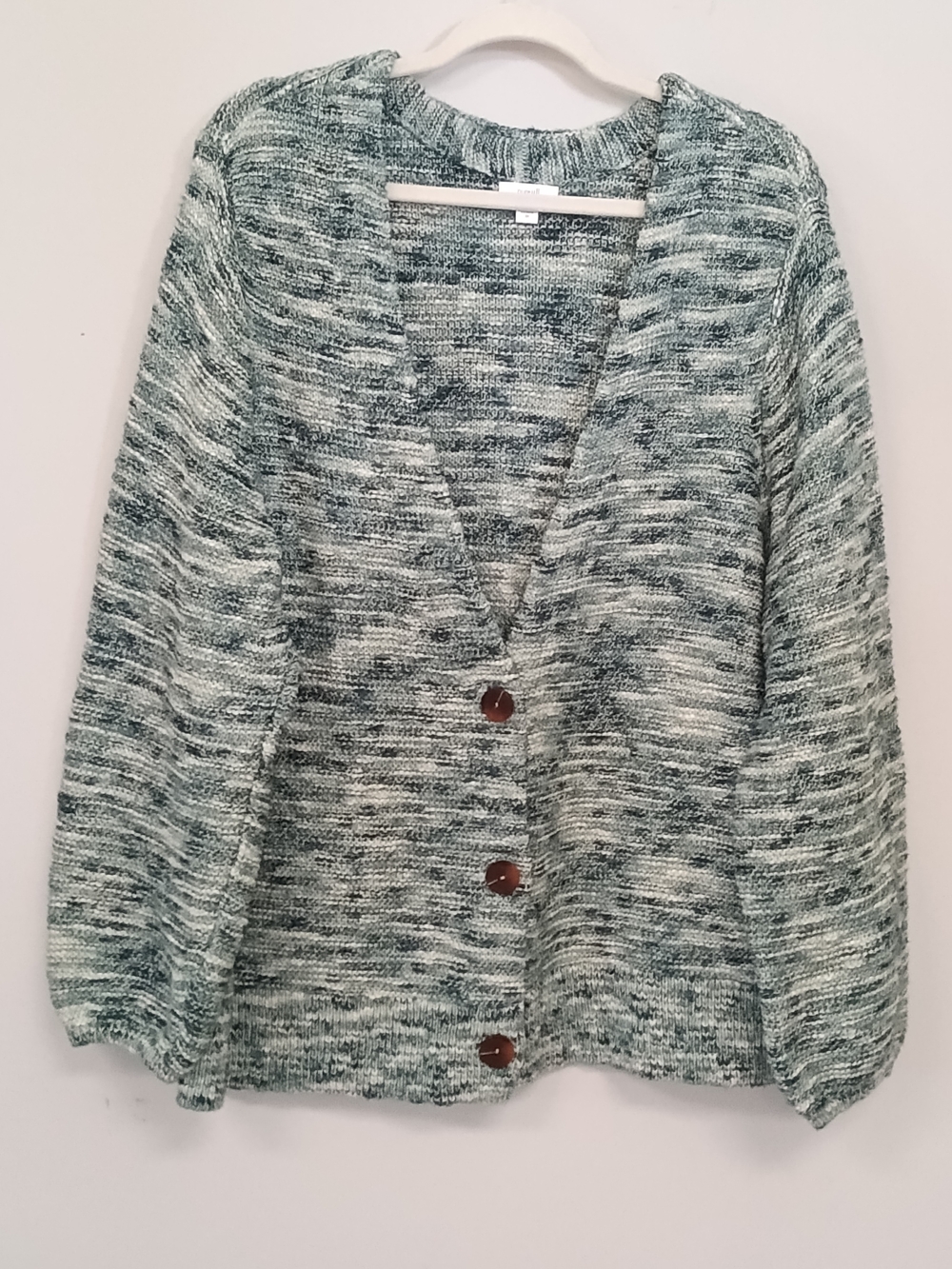J. Jill 2X Marled Teal Green Button Cardigan Sweater Coastal Grandma Cottagecore